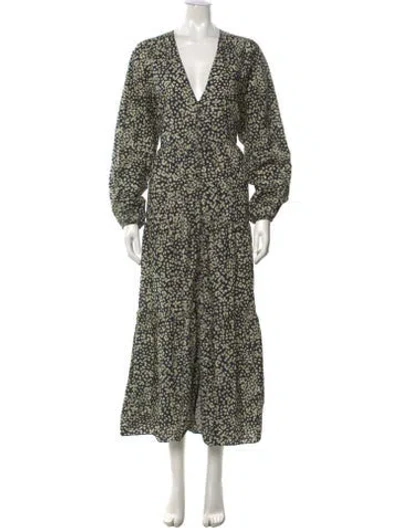 Pre-owned Matteau Floral Print Long Dress In Black