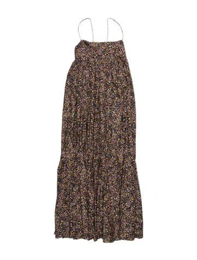 Pre-owned Matteau Floral Print Long Dress In Black
