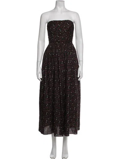 Pre-owned Matteau Floral Print Long Dress In Black