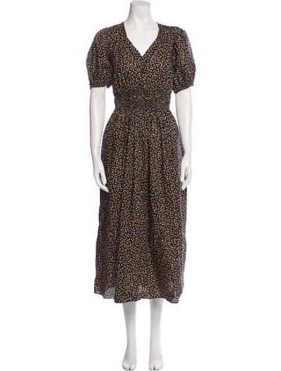 Pre-owned Matteau Floral Print Long Dress In Blue