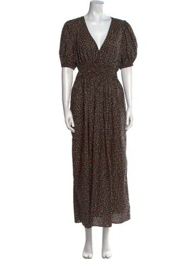 Pre-owned Matteau Floral Print Long Dress In Blue