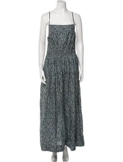 Pre-owned Matteau Floral Print Long Dress In Blue