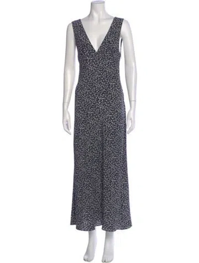 Pre-owned Matteau Floral Print Long Dress In Blue