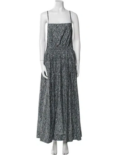 Pre-owned Matteau Floral Print Long Dress In Blue