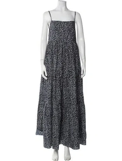 Pre-owned Matteau Floral Print Long Dress In Blue