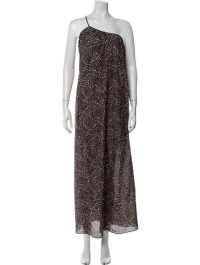 Pre-owned Matteau Floral Print Long Dress In Brown