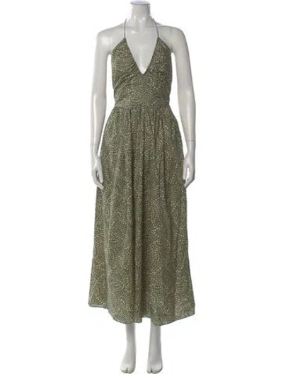Pre-owned Matteau Floral Print Long Dress In Green