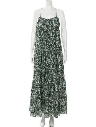 Pre-owned Matteau Floral Print Long Dress In Green