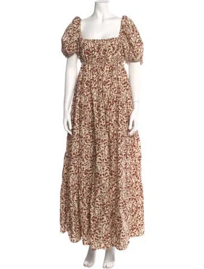 Pre-owned Matteau Floral Print Long Dress In Neutral