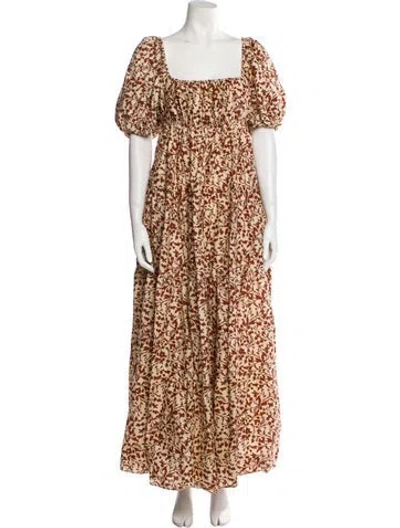 Pre-owned Matteau Floral Print Long Dress In Neutral