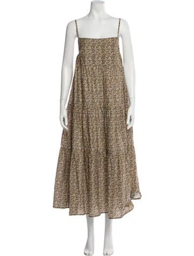 Pre-owned Matteau Floral Print Long Dress In Neutral