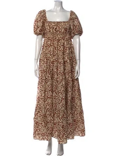 Pre-owned Matteau Floral Print Long Dress In Neutral