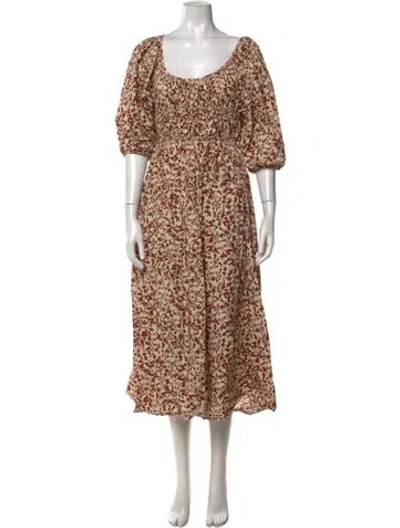 Pre-owned Matteau Floral Print Long Dress In Neutrals