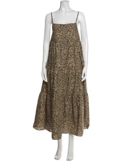Pre-owned Matteau Floral Print Long Dress In Neutrals