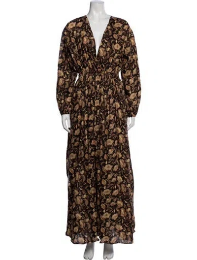 Pre-owned Matteau Floral Print Long Dress In Neutrals