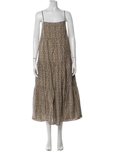 Pre-owned Matteau Floral Print Long Dress In Neutrals