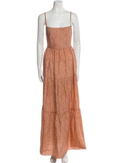 Pre-owned Matteau Floral Print Long Dress In Orange