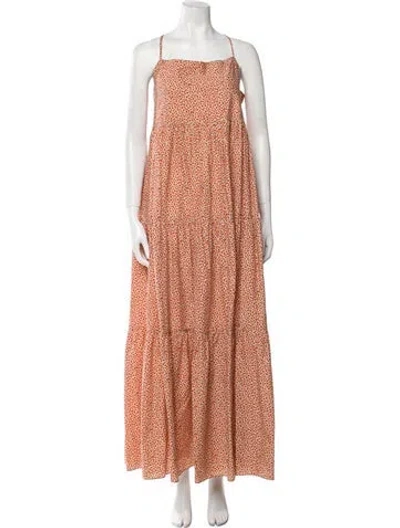 Pre-owned Matteau Floral Print Long Dress In Orange