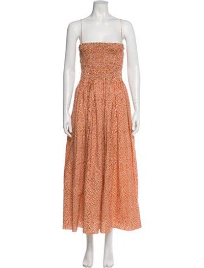 Pre-owned Matteau Floral Print Long Dress In Orange