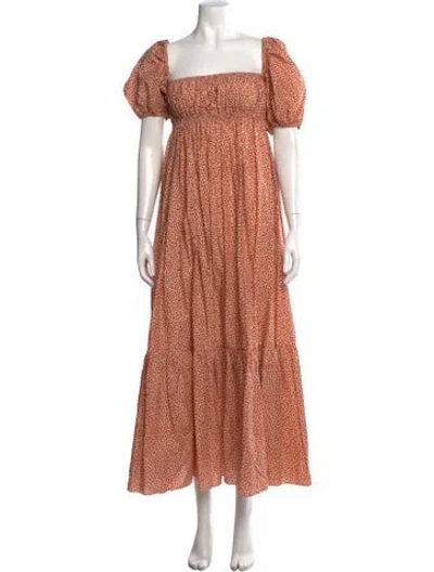 Pre-owned Matteau Floral Print Long Dress In Orange