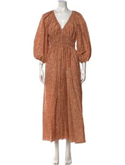 Pre-owned Matteau Floral Print Long Dress In Orange