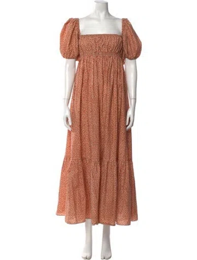 Pre-owned Matteau Floral Print Long Dress In Orange