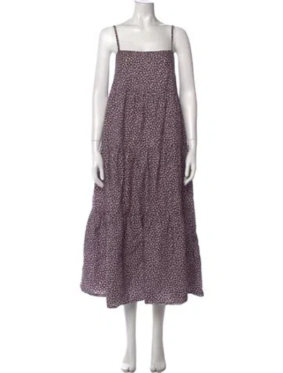 Pre-owned Matteau Floral Print Long Dress In Purple