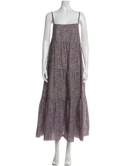 Pre-owned Matteau Floral Print Long Dress In Purple
