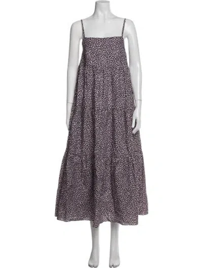 Pre-owned Matteau Floral Print Long Dress In Purple