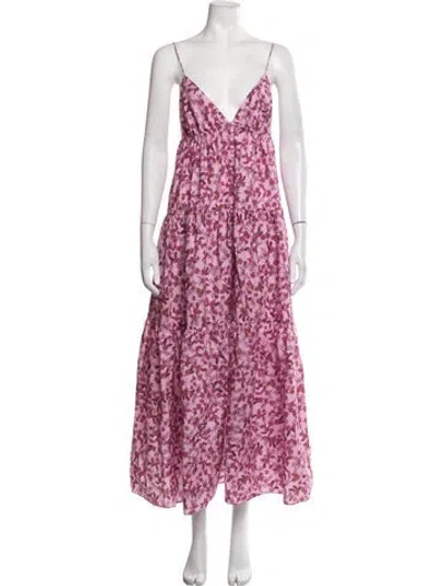 Pre-owned Matteau Floral Print Long Dress In Purple