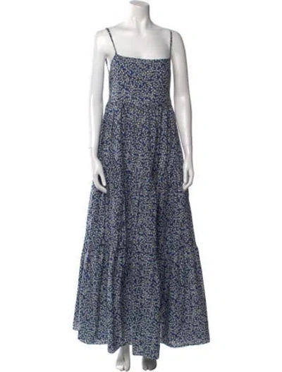 Pre-owned Matteau Floral Print Long Dress W/ Tags In Blue