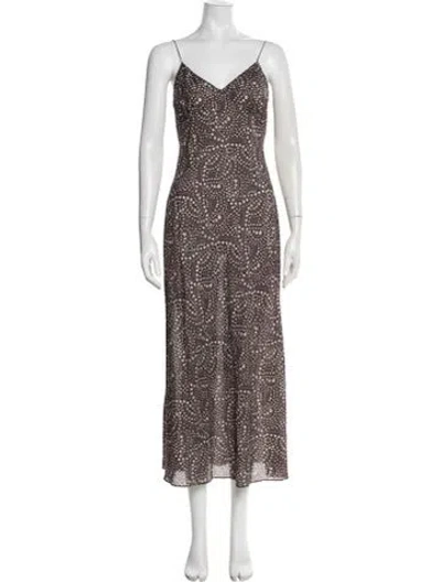 Pre-owned Matteau Floral Print Long Dress W/ Tags In Brown