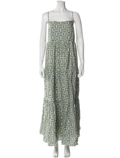 Pre-owned Matteau Floral Print Long Dress W/ Tags In Green