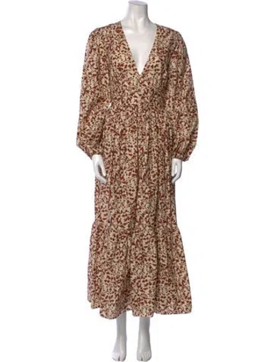 Pre-owned Matteau Floral Print Long Dress W/ Tags In Neutral