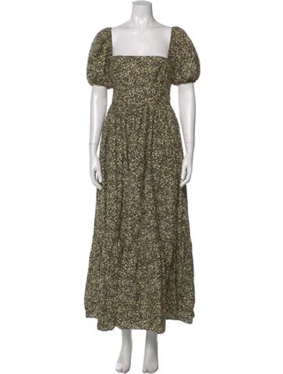 Pre-owned Matteau Floral Print Long Dress In Yellow