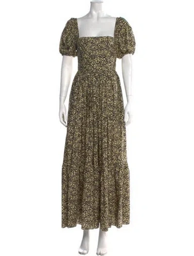 Pre-owned Matteau Floral Print Long Dress In Yellow