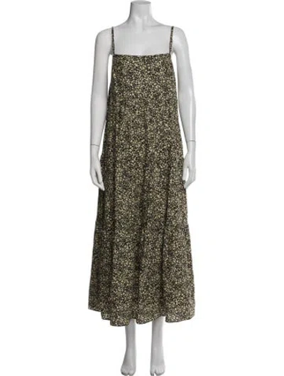 Pre-owned Matteau Floral Print Long Dress In Yellow