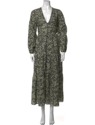 Pre-owned Matteau Floral Print Long Dress In Yellow