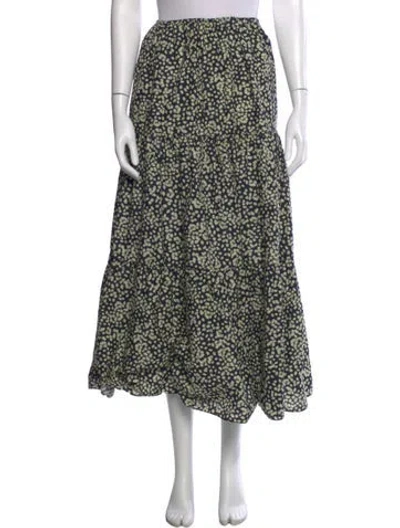 Pre-owned Matteau Floral Print Long Skirt In Blue