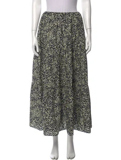 Pre-owned Matteau Floral Print Long Skirt In Blue