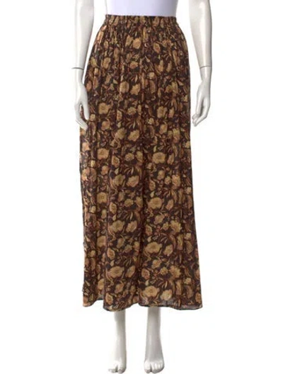 Pre-owned Matteau Floral Print Long Skirt In Brown