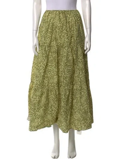 Pre-owned Matteau Floral Print Long Skirt In Green