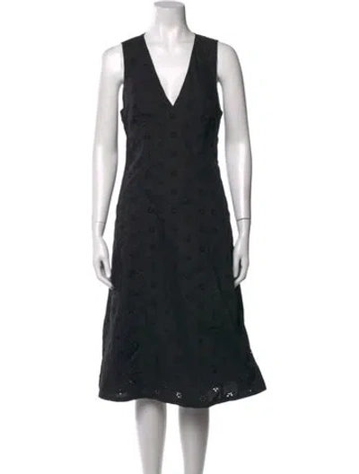Pre-owned Matteau Floral Print Midi Length Dress In Black