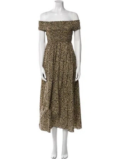 Pre-owned Matteau Floral Print Midi Length Dress In Neutral