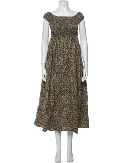 Pre-owned Matteau Floral Print Midi Length Dress In Neutrals