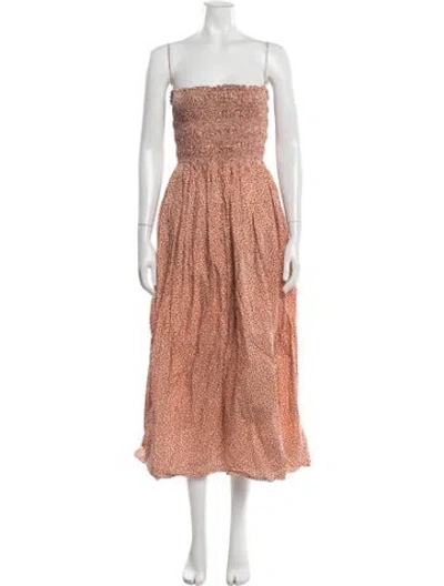 Pre-owned Matteau Floral Print Midi Length Dress In Orange