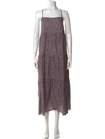 Pre-owned Matteau Floral Print Midi Length Dress In Purple