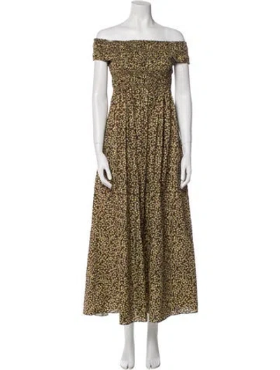 Pre-owned Matteau Floral Print Midi Length Dress W/ Tags In Black