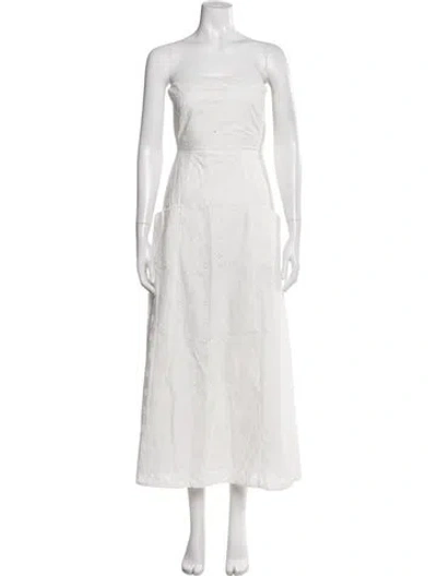 Pre-owned Matteau Floral Print Midi Length Dress In White