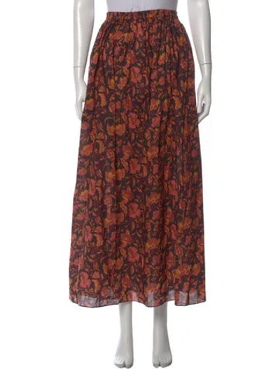 Pre-owned Matteau Floral Print Midi Length Skirt In Black